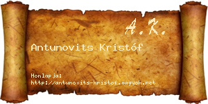 Antunovits Kristóf névjegykártya