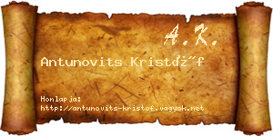 Antunovits Kristóf névjegykártya