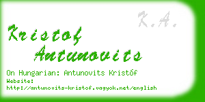 kristof antunovits business card